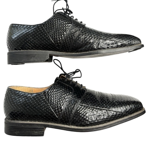 Giorgio Brutini Genuine Snakeskin Black Derby Dress Shoes Mens Size 11.5 Classic - Picture 6 of 16